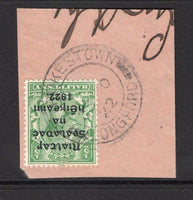 IRELAND - 1922 - PROVISIONAL ISSUE & CANCELLATION: ½d green GV issue with 'Provisional Government of Ireland 1922' second THOM overprint in blue black tied on piece by fine strike of STROKESTOWN LONGFORD cds dated 3 NOV 1922. (SG 30)  (IRE/29521)