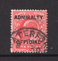 IRELAND - 1903 - GREAT BRITAIN USED IN IRELAND & OFFICIAL ISSUES: 1d scarlet EVII 'ADMIRALTY OFFICIAL' overprint issue used in Ireland with part strike of WATERFORD cds. (SG O102)  (IRE/34814)