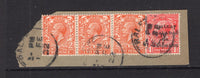 IRELAND - 1922 - TRANSITIONAL PERIOD: 2d orange GV 1912 issue of Great Britain used on piece in combination with 1922 1d carmine red GV issue with 'Provisional Government of Ireland 1922' first DOLLARD overprint in black tied by three strikes of TRALEE cds dated 18 FEB 1922. A very rare use on the second day of issue. (SG 368 without overprint & SG 3)  (IRE/35380)