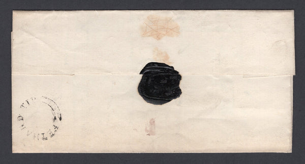 IRELAND - 1840 - PRESTAMP: Complete folded letter with straight line 'POST-PAID' on front, rated '2d' in manuscript and with good strike of undated circular 'FETHARD TIP' cancel on reverse, both markings in black. Addressed to DUBLIN with boxed 'PAID' arrival mark dated APR 1840 in red on front.  (IRE/36795)