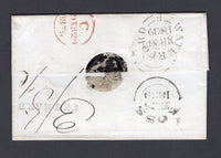 IRELAND - 1839 - PRESTAMP & ADDITIONAL ½: Cover with fine strike of straight line 'FETHARD' marking in black on reverse and rated 1/3½' in manuscript on front which included an additional ½d to pay the 'Stagecoach Wheel Tax'. Addressed to LONDON with ROSS and WATERFORD transit cds's on reverse.  (IRE/36834)
