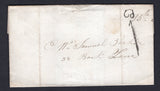 IRELAND - 1839 - PRESTAMP & PENNY POST: Cover sent locally within DUBLIN with fine strike of the tall '1d' marking in black on front. Addressed to 'Mr Samuel Barker, 38 Bank Lane' with diamond arrival mark in red on reverse.  (IRE/36927)