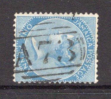 JAMAICA - 1870 - CANCELLATION: 1d blue QV issue, watermark 'Crown CC' used with fine strike of barred numeral 'A73' of ST. ANN'S BAY. (SG 8)  (JAM/24497)