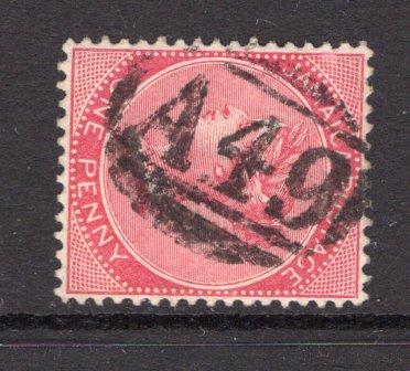 JAMAICA - 1883 - CANCELLATION: 1d carmine QV issue, watermark 'Crown CA' used with fine strike of barred numeral 'A49' of LUCEA. (SG 18a)  (JAM/24509)