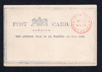 JAMAICA - 1877 - POSTAL STATIONERY: 3d red with blue border 'Penitentiary' postal stationery card (H&G 3). A fine unused example. Uncommon.  (JAM/27382)