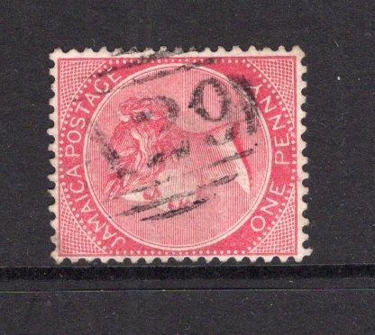 JAMAICA - 1860 - CANCELLATION: 1d carmine QV issue watermark 'Crown CA' used with good strike of barred numeral 'A29' of BATH. (SG 18a)  (JAM/40532)