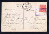 JAMAICA - 1910 - CANCELLATION: Black & white PPC 'No. 75 Newcastle. Jamaica' franked on message side with 1905 1d carmine (SG 40) tied by good strike of boxed MYRTLE BANK JAMAICA temporary cancel in purple dated 1910 but without day or month. Addressed to USA with KINGSTON transit cds dated MAR 30 1910 on front. A scarce cancellation.  (JAM/41510)