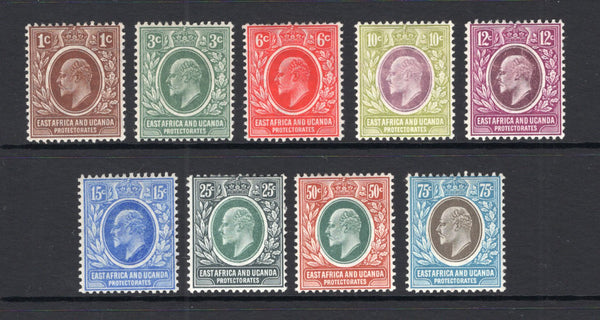 KENYA, UGANDA & TANGANYIKA - 1907 - EAST AFRICA & UGANDA PROTECTORATE: 'EVII' issue, the set of nine fine mint. (SG 34/42)  (KUT/29584)