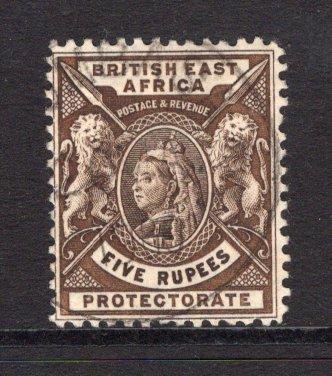 KENYA, UGANDA & TANGANYIKA - 1896 - BRITISH EAST AFRICA: 5r sepia QV issue, a fine cds used copy. (SG 79)  (KUT/34888)
