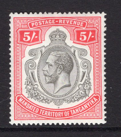 KENYA, UGANDA & TANGANYIKA - 1927 - TANGANYIKA: 5/- black & carmine red GV issue, a fine mint copy. (SG 105)  (KUT/35382)