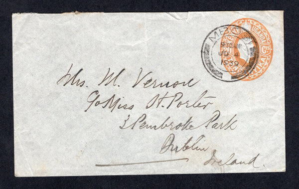 KENYA, UGANDA & TANGANYIKA - 1939 - POSTAL STATIONERY & CANCELLATION: 20c orange brown on greyish GVI postal stationery envelope (H&G B8) used with fine strike of MBOSI cds dated JUN 4 1939. Addressed to IRELAND.  (KUT/37109)