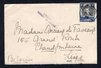 KENYA, UGANDA & TANGANYIKA - 1939 - CANCELLATION & CENSORSHIP: Cover franked with single 1938 30c black & dull violet blue GVI issue (SG 141) tied by FORT PORTAL UGANDA cds dated 16 NOV 1939. Addressed to BELGIUM with good strike of two line 'PASSED BY CENSOR KAMPALA 1' marking in purple on front. Belgian arrival cds on reverse. A very early censor mark.  (KUT/37174)