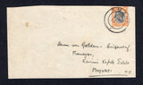 KENYA, UGANDA & TANGANYIKA - 1933 - TANGANYIKA - TRAVELLING POST OFFICE & CANCELLATION: Cover franked 1927 20c black & orange buff GV issue (SG 96) tied by fine AMANI cds. Addressed to MNYUSSI with fine strike of KILIMANJARO - T.P.O. cds on reverse.  (KUT/622)