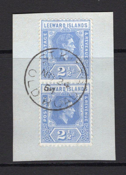 LEEWARD ISLANDS - SAINT KITTS & NEVIS - 1954 - CANCELLATION: 2½d light bright blue GVI issue pair tied by fine strike of ST KITTS OLD ROAD cds dated NOV 24 1954. (SG 105a)  (LEE/19977)