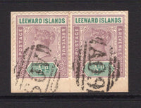 LEEWARD ISLANDS - SAINT KITTS & NEVIS - 1890 - CANCELLATION: ½d dull mauve & green QV issue, a fine pair used with two fine strikes of barred numeral 'A09' of CHARLESTOWN NEVIS. (SG 1)  (LEE/32695)