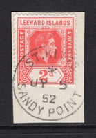LEEWARD ISLANDS - SAINT KITTS & NEVIS - 1938 - CANCELLATION: 2d scarlet GVI issue tied on piece by superb strike of ST. KITTS SANDY POINT cds dated JUL 5 1952. (SG 104)  (LEE/32696)
