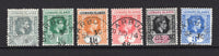 LEEWARD ISLANDS - ANTIGUA - 1938 - CANCELLATION: ½d slate grey, 1d blue green, 1½d yellow orange & black, 2d scarlet, 2½d black & purple and 3d bright blue GVI issue all used with fine strikes of BARBUDA cds, five dated SEP 30 1946 and one dated NOV 14 1949. (SG 97, 100, 102, 104, 106 & 108)  (LEE/39287)