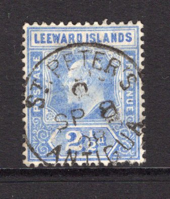 LEEWARD ISLANDS - ANTIGUA - 1907 - CANCELLATION: 2½d bright blue EVII issue superb used with complete central strike of ST PETER'S ANTIGUA cds dated SEP 8 1908. (SG 40)  (LEE/40527)