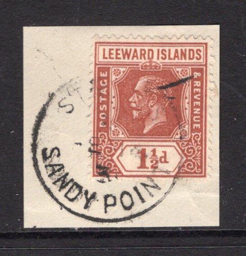 LEEWARD ISLANDS - SAINT KITTS & NEVIS - 1938 - CANCELLATION: 1½d red brown GV issue used on small piece tied by good strike of ST. KITTS SANDY POINT cds dated FE 14 1931. (SG 64)  (LEE/6529)