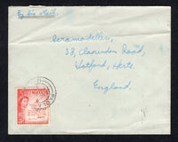 MALTA - 1958 - CANCELLATION: Cover franked with 1956 3d rose red QE2 issue (SG 272) tied by PAOLA cds. Addressed to UK with arrival mark on reverse.  (MAL/21388)