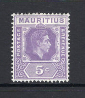 MAURITIUS - 1938 - GVI ISSUE: 5c pale lilac GVI issue perf 15 x 14, a fine mint copy. (SG 255b)  (MAU/14466)