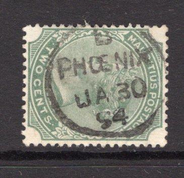 MAURITIUS - 1883 - CANCELLATION: 2c green QV issue used with fine central strike of PHOENIX cds with village name in straight line across centre dated JAN 30 1894. (SG 103)  (MAU/14476)