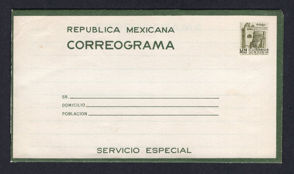 MEXICO - 1956 - POSTAL STATIONERY: 1p olive green 'CORREOGRAMA' postal stationery telegram letter sheet with 'TALLERES DE IMPRESION DE ESTAMPILLAS Y VALORES - MEXICO' imprint (UPSS #CLS14, H&G HG 11) fine unused.  (MEX/10601)