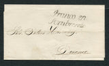 MEXICO - 1864 - SELLO NEGRO: Stampless cover from SOMBRERETE to DURANGO with fine strike of straight line 'italic' FRANCO EN SOMBRERETE marking in black with large '2' rate marking on reverse.  (MEX/2303)