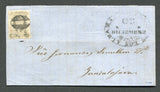 MEXICO - Circa 1861 - CLASSIC ISSUES & CANCELLATION: Cover front only franked with neat 1861 2r grey black 'Hidalgo' issue with 'GUANAJUATO' district overprint (SG 10b) tied by large '0' marking in black with good strike of large oval LEON DE LOS ALDAMOS marking also in black. Addressed to GUADALAJARA. Scarce marking. Ex Lamy.  (MEX/27660)
