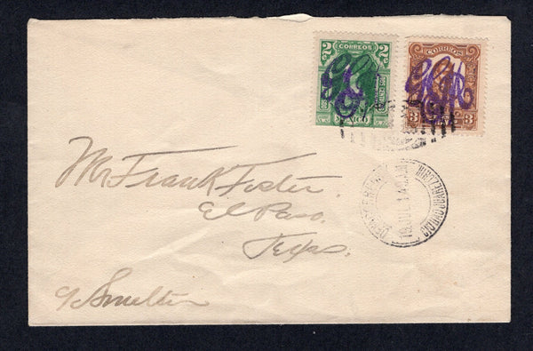 MEXICO - 1914 - CIVIL WAR: Cover franked with 1914 2c green and 3c chestnut both with large 'GCM' monogram handstamp in violet (SG CT23/CT24) tied by CIUDAD JUAREZ cds dated 9 JUL 1914. Addressed to USA. Attractive cover.  (MEX/27676)