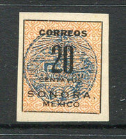 MEXICO - 1914 - CIVIL WAR: 20c orange red & blue SONORA 'Coach Seal' issue, a fine unused copy. (SG S37)  (MEX/30343)