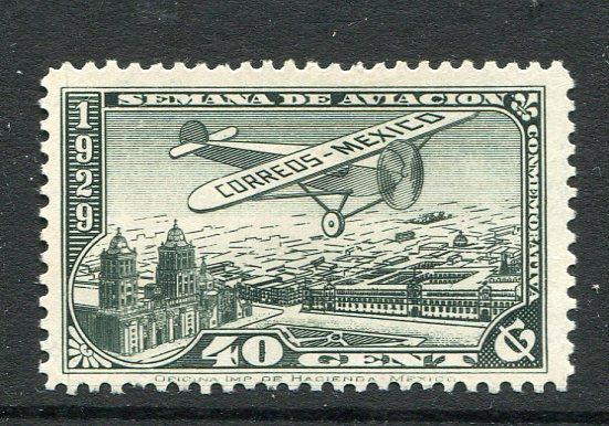 MEXICO - 1929 - AIRMAILS: 40c myrtle green 'Aviation Week' issue, a fine mint copy. (SG 483)  (MEX/30352)