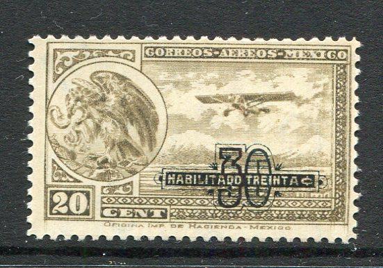 MEXICO - 1932 - AIRMAILS: 30c on 20c sepia AIR surcharge issue perf 12, a fine mint copy. (SG 518)  (MEX/30357)