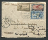 MEXICO - 1933 - AIRMAIL: Cover franked with single 1927 50c brown red & indigo and 1929 5c blue and 20c sepia AIR issues (SG 456, 476a & 479) tied by PUERTO MEXICO VER cds's dated 1 MAY 1933. Sent airmail to HOLLAND with fine strike of 'R.A.C. No. 2 R.M.' (Ruta Aerea Contratada - route no. 2 Veracruz - Merida) airmail routing mark on front. Readdressed to UK with various transit & arrival marks on reverse.  (MEX/30400)