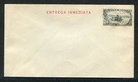 MEXICO - 1929 - POSTAL STATIONERY: 30c black on grey 'Motorcycle' postal stationery special delivery envelope (UPSS #SD1, H&G ADB1) with 'ENTREGA INMEDIATA' overprint in red. A fine unused example.  (MEX/30520)