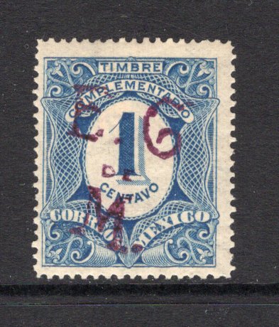 MEXICO - 1914 - CIVIL WAR: 1c blue 'Postage Due' issue with 'E.C.M' handstamp in violet of SAN LUIS POTOSI. A fine mint copy. (SG 1)  (MEX/34368)