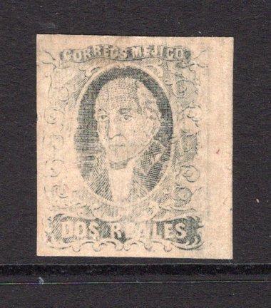 MEXICO - 1861 - HIDALGO ISSUE: 1r grey black on lilac rose HIDALGO issue without district overprint, a fine four margin side marginal copy mint with full O.G. (SG 9b)  (MEX/36697)