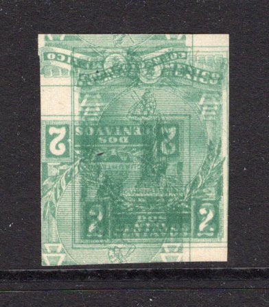 MEXICO - 1915 - VARIETY: 2c green 'Statue of Cuauhtemoc' issue, a fine mint IMPERF copy with variety STAMP PRINTED TRIPLE ONE INVERTED. (SG 294 variety)  (MEX/38281)