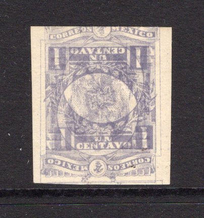 MEXICO - 1915 - VARIETY: 1c violet 'Coat of Arms' issue, a fine mint IMPERF copy with variety STAMP PRINTED DOUBLE ONE INVERTED. (SG 293 variety)  (MEX/38283)