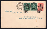 MEXICO - 1899 - POSTAL STATIONERY: 2c orange red 'Mulitas' postal stationery envelope without 'Eagle' at left (UPSS #E59, H&G B49) used with added pair 1895 1c green 'Mulitas' issue (SG 218) tied by MEXICO D.F. SUCURSAL B cds's dated JUN 7 1899. Addressed locally within MEXICO CITY with straight line 'CARTERO NUM 79' marking and arrival cds on reverse. Very fine.  (MEX/38308)