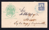 MEXICO - 1897 - POSTAL STATIONERY & EXPRESS COMPANIES: 5c ultramarine + 10c green 'National Express' postal stationery envelope (UPSS #NE23, H&G B9c) used with circular EXPRESS NACIONAL MEXICANO NAUCALPAN cds in blue. Addressed to MEXICO CITY with oval EXPRESS NACIONAL MEXICANO OFICINA DEL AGENTE arrival mark on reverse.  (MEX/39136)