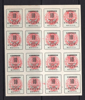 MEXICO - 1914 - CIVIL WAR & MULTIPLE: 10c red on pale blue 'Sonora Seal' issue with PLATA overprint in black, a very fine unused block of sixteen. An attractive multiple. (See note below SG S86)  (MEX/39435)