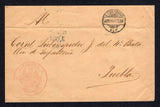 MEXICO - 1897 - MILITARY & OFFICIAL MAIL: Stampless cover with 'BATALLON No. 15. COMANDANCIA' Eagle cachet in red on front with SAN LUIS POTOSI cds dated ABR 16 1897. Addressed to PUEBLA with MEXICO CITY transit cds and PUEBLA arrival cds in blue on reverse.  (MEX/39552)