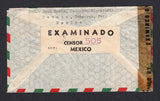 MEXICO - 1943 - PRISONER OF WAR MAIL: Airmail cover with typed 'Correo de Internados' on front and typed 'Rem.: Paul Boehm, Estacion Migratoria, Perote, Veracruz, Ver. Mexico' return address on reverse franked with 1934 pair 20c lake and 50c green AIR issue (SG 576 & 578) tied by SERVICIO AREO MEXICO DF cds's dated 29 MAY 1943. Addressed to the RED CROSS, GENEVA, SWITZERLAND with printed black on white 'EXAMINADO CENSOR '505' MEXICO SCP 1' censor label on reverse and censored again in transit in the USA. T