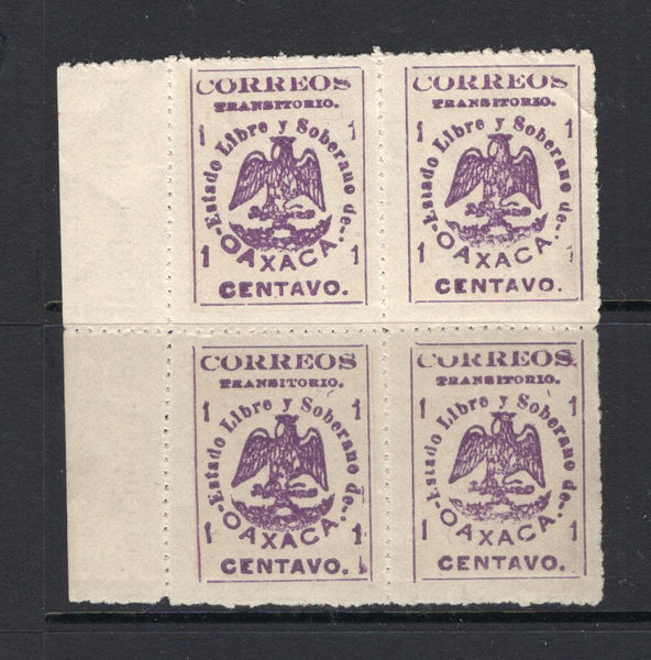 MEXICO - 1914 - CIVIL WAR - OAXACA ISSUE: 1c violet 'Oaxaca' PROVISIONAL issue a fine mint side marginal block of four. (SG X1)  (MEX/41370)