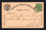 MEXICO - 1887 - POSTAL STATIONERY: 5c green 'Hidalgo Medallion' postal stationery card (UPSS #PC7, Type 2, H&G 7) used with small circular FRANCO EN LINARES cancel in black. Addressed to MEXICO CITY with oval MONTERREY transit marking dated MAY 5 1887 on front and arrival cds on reverse. Uncommon card in used condition.  (MEX/41422)