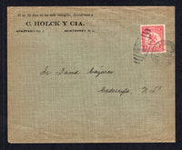 MEXICO - 1914 - CIVIL WAR: Cover franked with single 1914 5c dull carmine 'Denver' issue (SG CT42) tied by MONTERREY cds dated 9 OCT 1914. Addressed to CADEREYTA with partial arrival mark on reverse.  (MEX/41458)