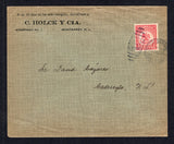 MEXICO - 1914 - CIVIL WAR: Cover franked with single 1914 5c dull carmine 'Denver' issue (SG CT42) tied by MONTERREY cds dated 9 OCT 1914. Addressed to CADEREYTA with partial arrival mark on reverse.  (MEX/41458)