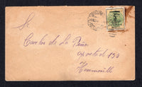 MEXICO - 1914 - CIVIL WAR & CANCELLATION: Cover franked with 1914 5c buff & green SONORA 'Coach Seal' issue (SG S35b) applied to envelope with glue tied by POZA ESTN, SON cds dated 24 NOV 1914. Addressed to HERMOSILLO with arrival cds on reverse.  (MEX/41462)