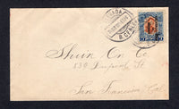 MEXICO - 1915 - CIVIL WAR: Cover franked with single 1914 10c orange & blue with 'GOBIERNO $ CONSTITUTIONALISTA' overprint (SG CT63) tied by two fine strikes of ENSENADA B.CFA cds dated 14 AUG 1915. Addressed to USA. An uncommon use from Baja California.  (MEX/41469)